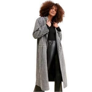 4th & Reckless Houndstooth Oversized Coat Longline Overcoat Jacket Size M
